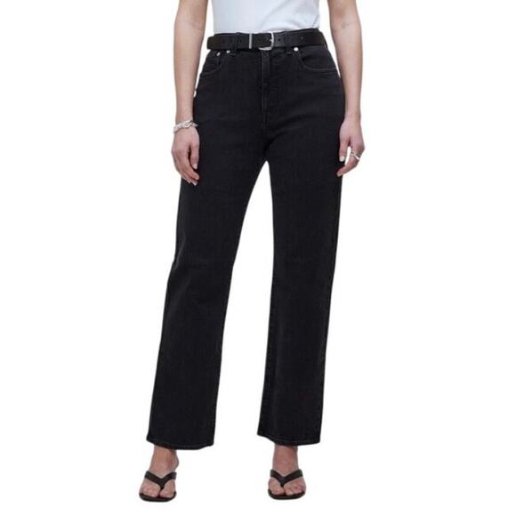 Madewell Curvy ’90s Straight Jeans 24P Black High Rise Stretch Denim NWOT - Picture 1 of 10
